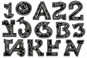 Letter A with 15-12-81 in it tattoo idea