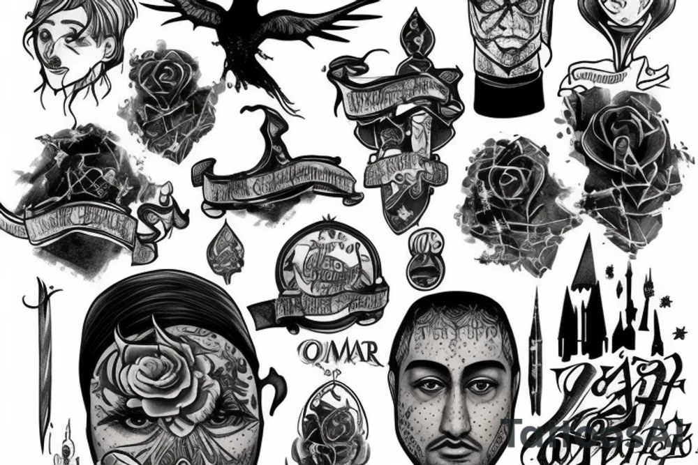 name omar with anything related to harry potter tattoo idea