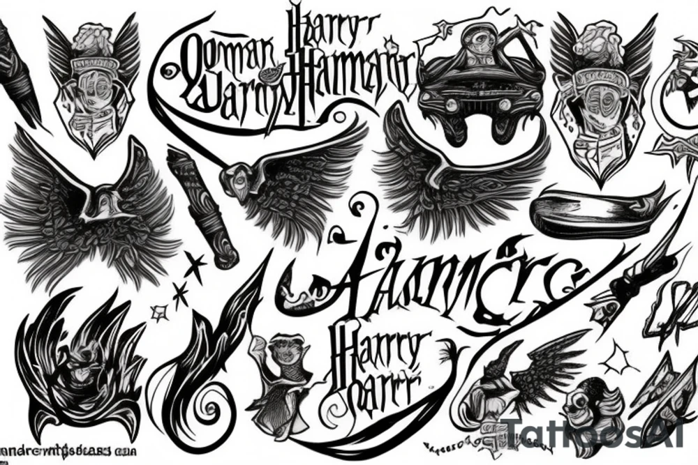 the name Omar harry potter wand tattoo idea