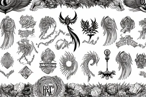 Phoenix with Libra and Capricorn symbol tattoo idea