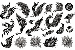 Phoenix with Libra and Capricorn symbol tattoo idea