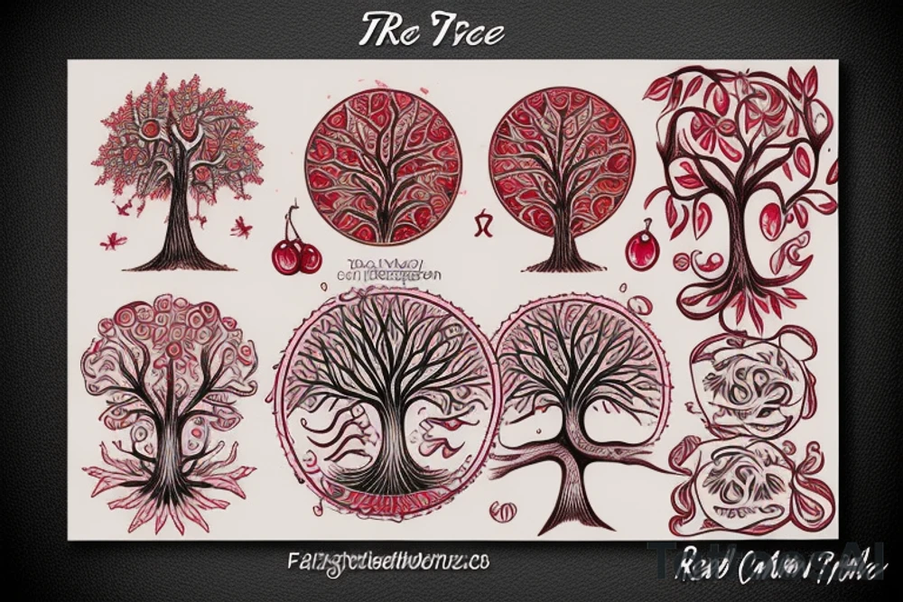 tree of life, red fruit, feminine, natural tattoo idea