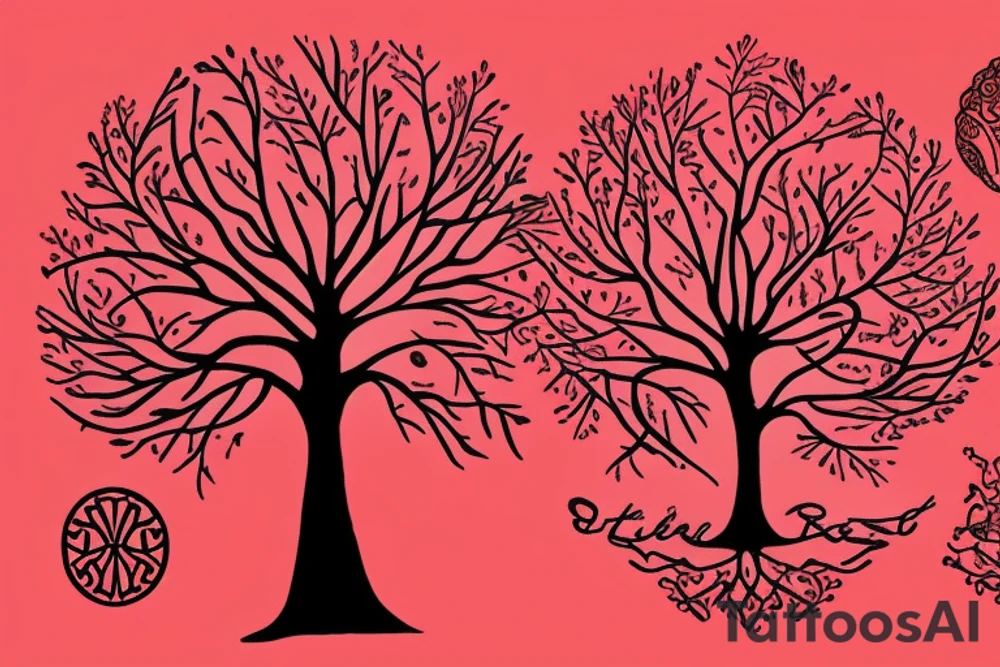 tree of life, red fruit, feminine, natural, simple tattoo idea