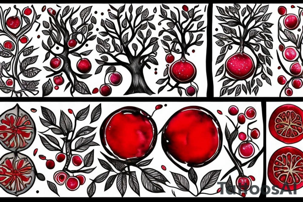 tree of life, red fruit, feminine, natural, simple tattoo idea