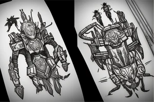 battle armor, fighting giant ants on a sand planet tattoo idea