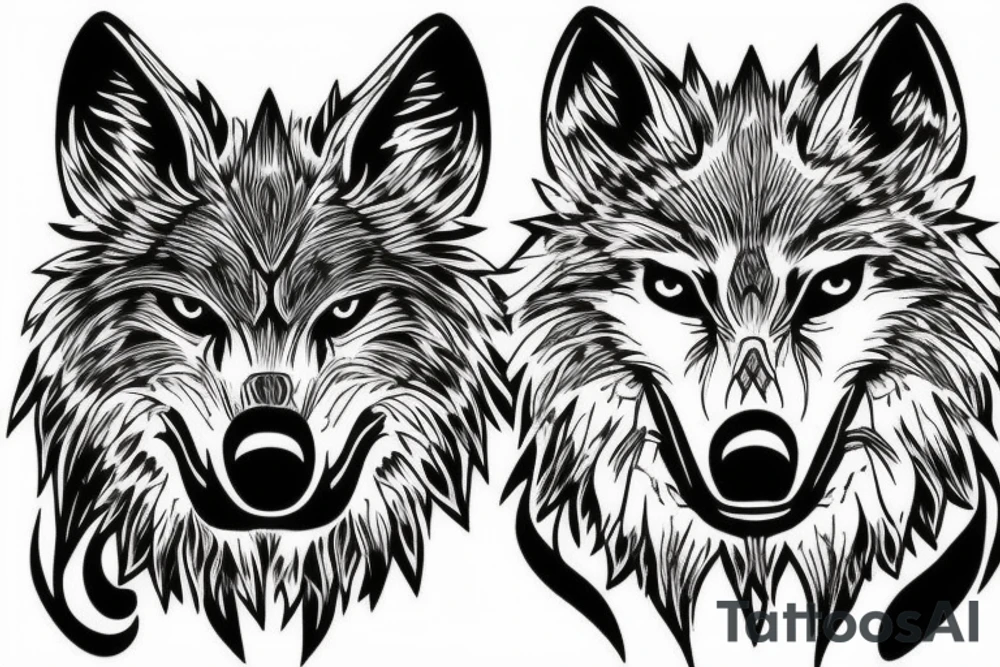 air ice wolf mountains tattoo idea