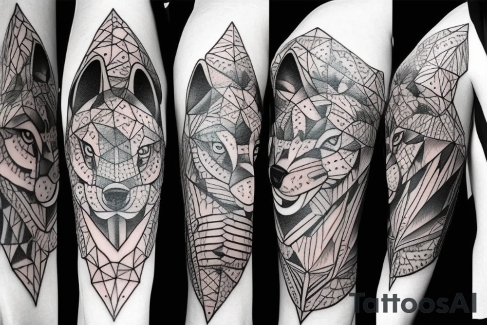 geometrical wolf tattoo idea
