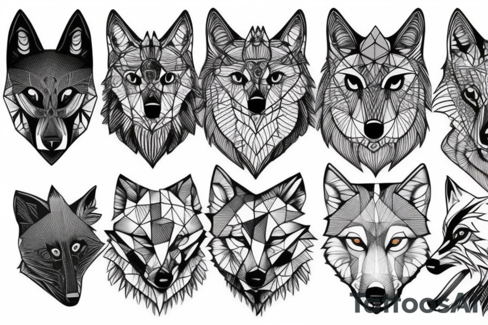 geometrical wolf tattoo idea