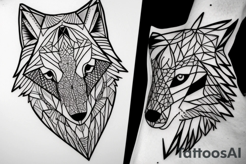 geometrical wolf tattoo idea