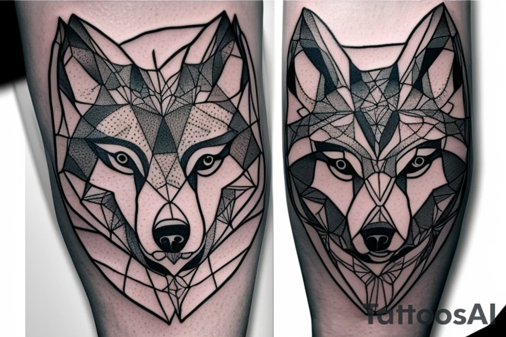 geometrical wolf tattoo idea