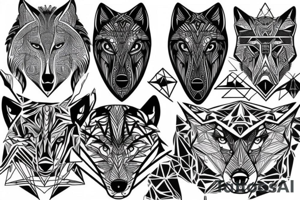 geometrical wolf tattoo idea
