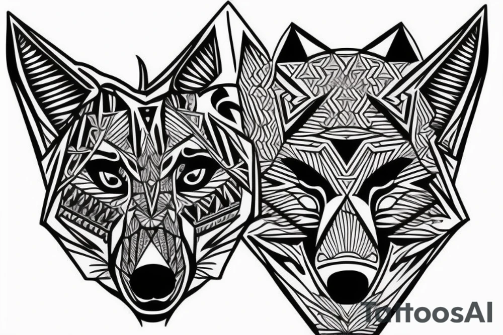 geometrical wolf tattoo idea