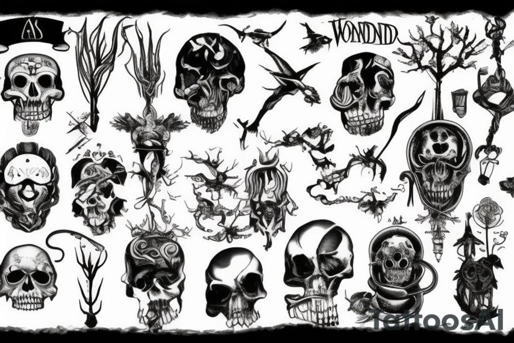 Apocalyptic wonderland tattoo idea