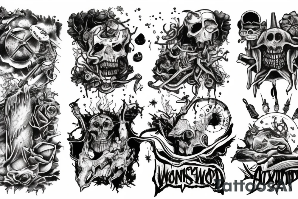 Apocalyptic wonderland tattoo idea