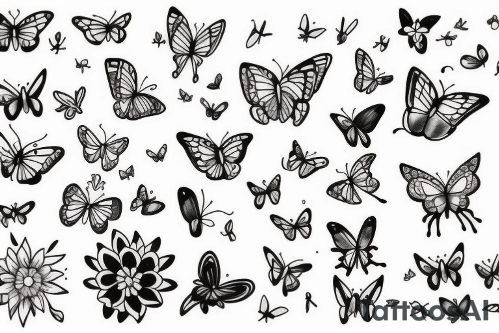 Cow with flowers and butterflies tattoo idea