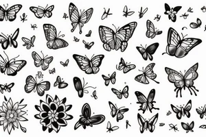 Cow with flowers and butterflies tattoo idea