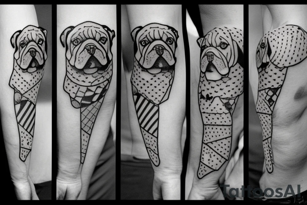 English bulldog camping tattoo idea