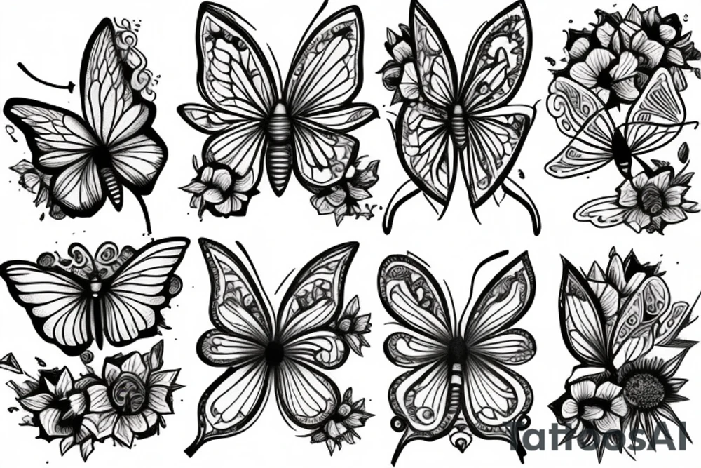 Sagittarius butterflies and flowers tattoo idea