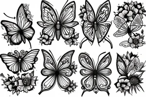Sagittarius butterflies and flowers tattoo idea