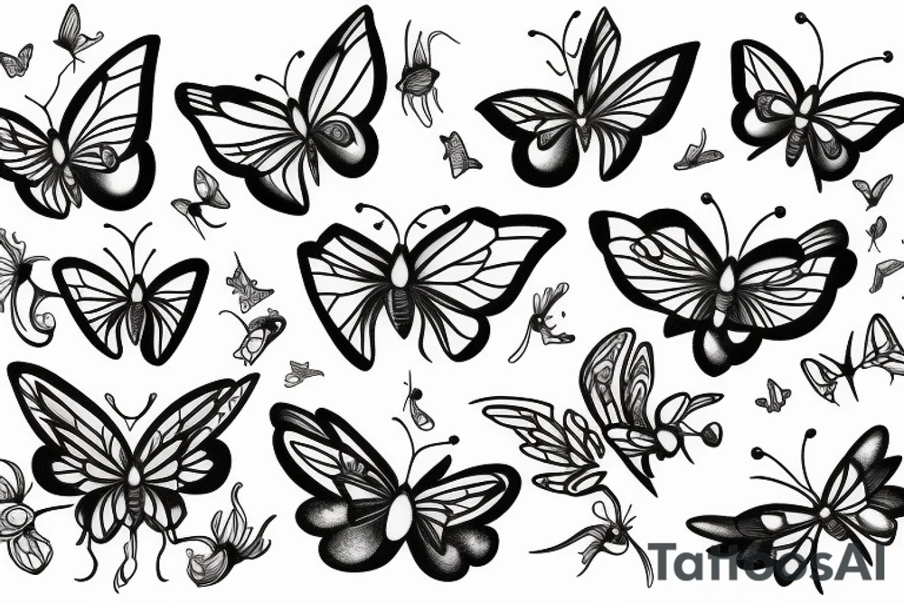 Sagittarius butterflies and flowers tattoo idea