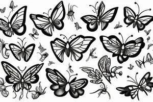 Sagittarius butterflies and flowers tattoo idea