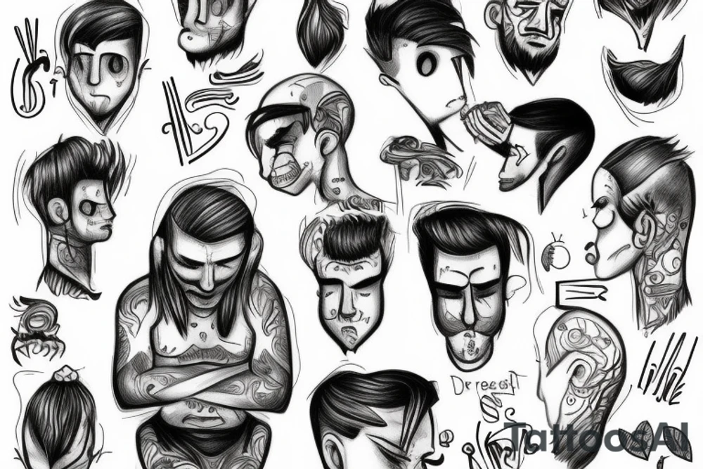 Depressed man trying to figure out looks stressd tattoo idea