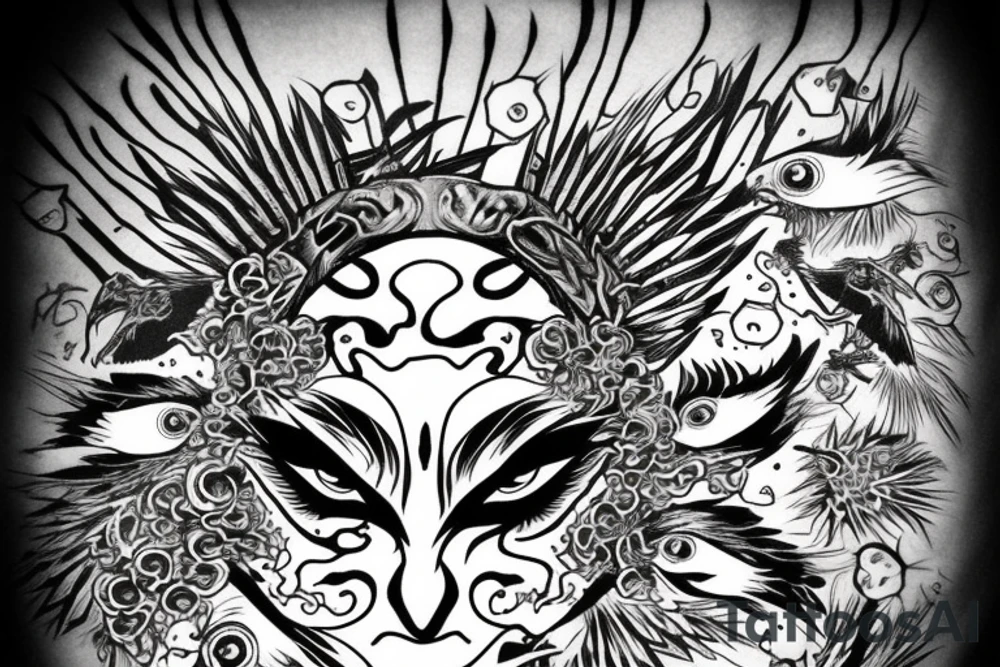 cursed raven, it's eyes are fire tattoo idea