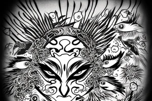 cursed raven, it's eyes are fire tattoo idea