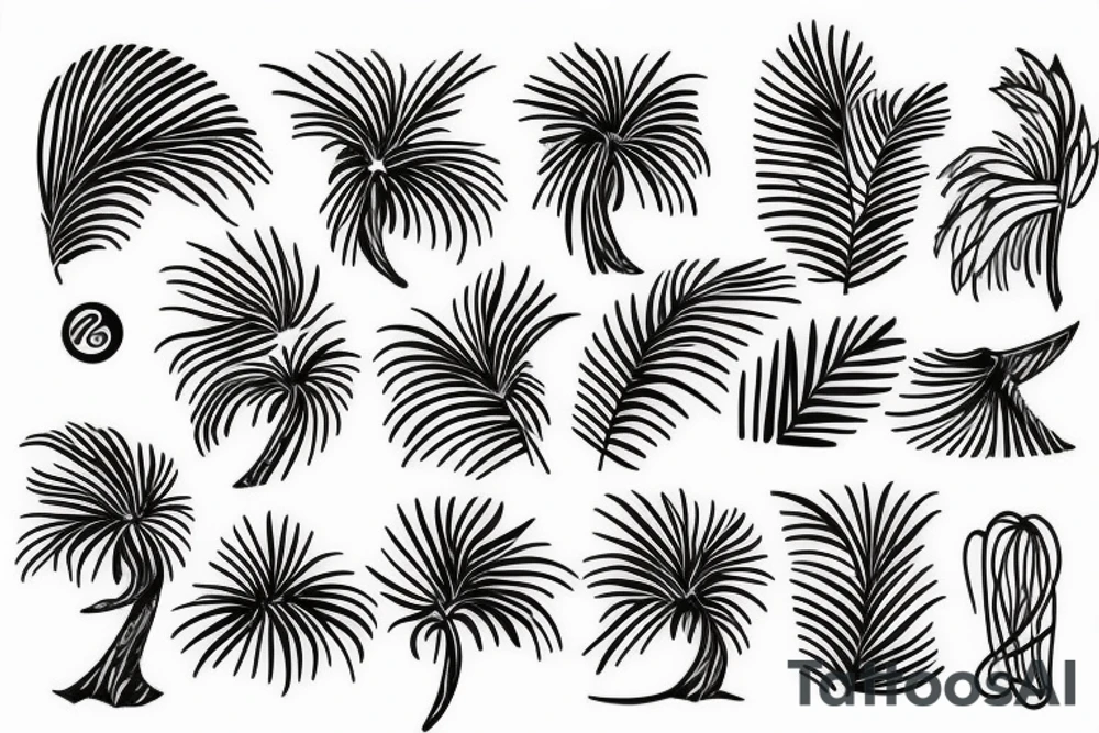 Una palmera olas y un sol tattoo idea