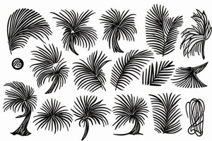 Una palmera olas y un sol tattoo idea