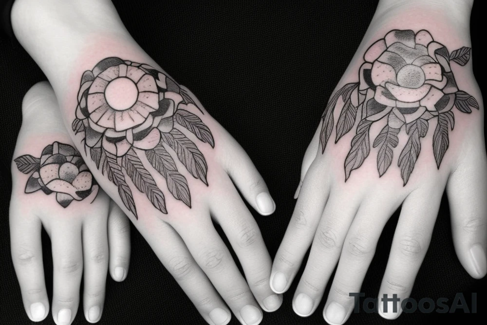 Praying hands with beads tattoo idea