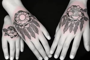 Praying hands with beads tattoo idea
