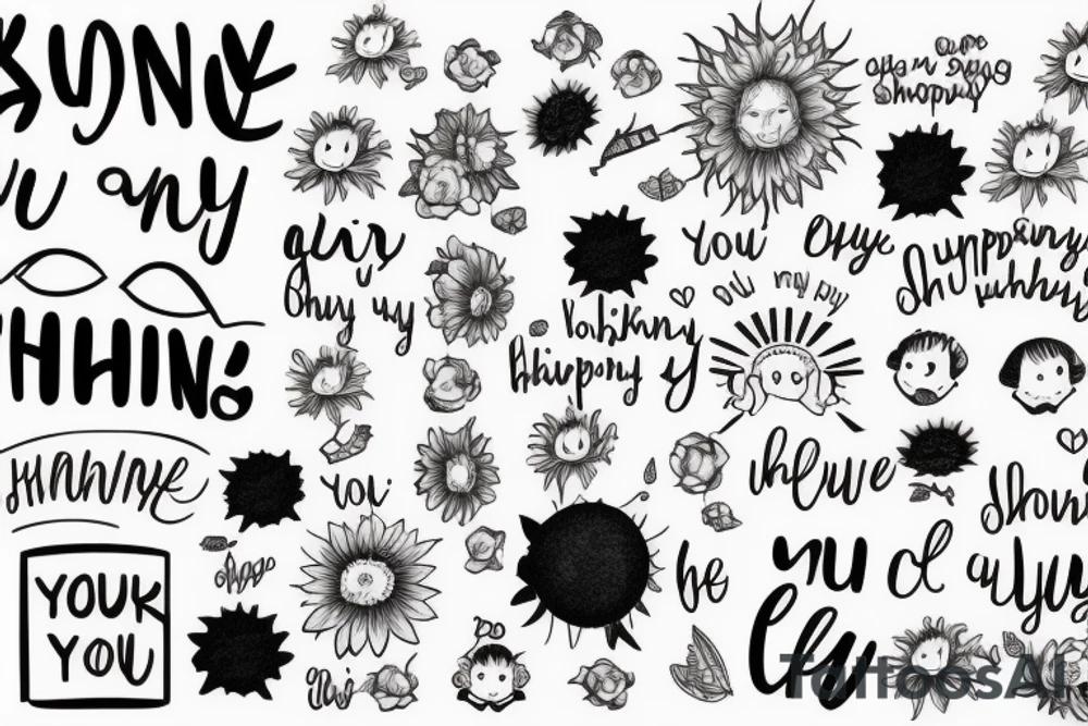 You are my sunshine, my only sunshine
You make me happy when skies are gray
You'll never know dear, how much I love you
Please don't take my sunshine away tattoo idea