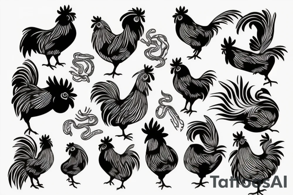 rooster, snake and pig tattoo idea