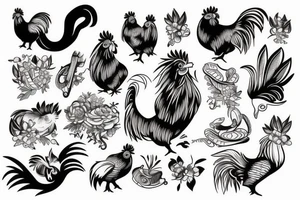 rooster, snake and pig tattoo idea