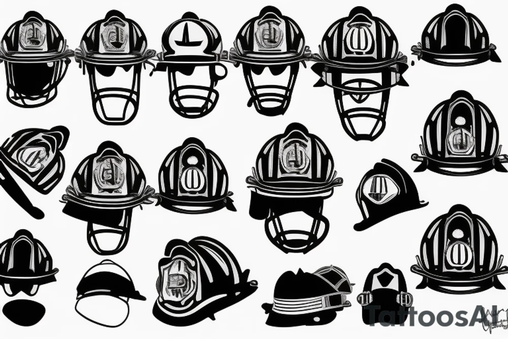 Firefighters helmet over a flaming football tattoo idea