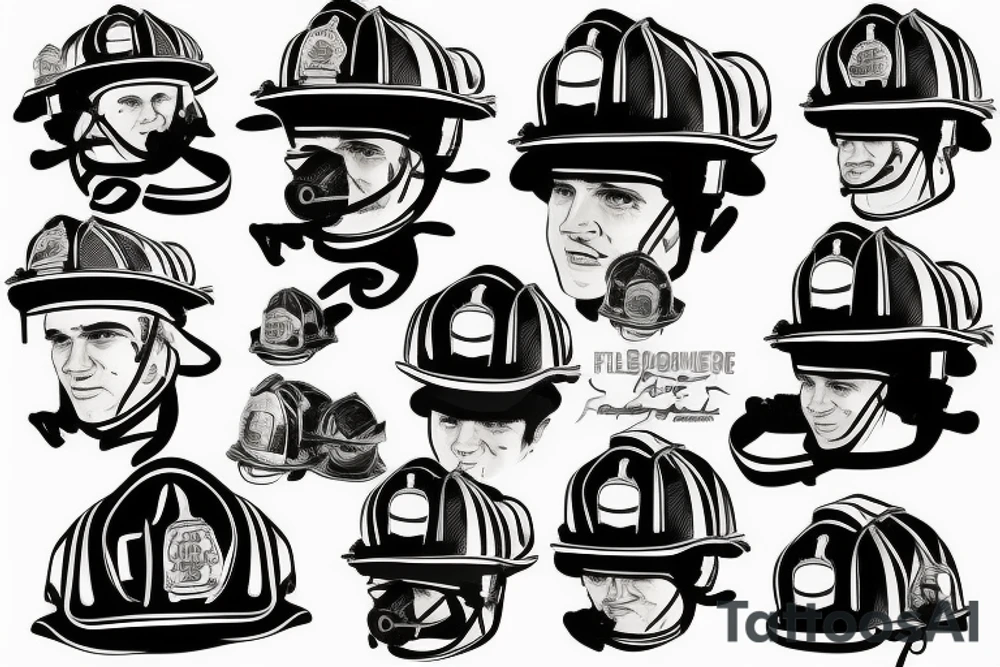 Firefighters helmet over a flaming football tattoo idea