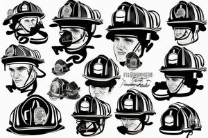 Firefighters helmet over a flaming football tattoo idea