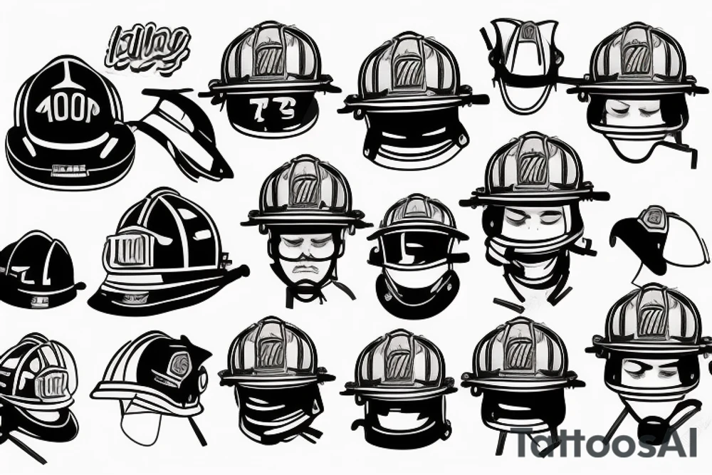 Firefighters helmet over a flaming football tattoo idea
