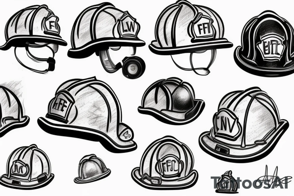Firefighters helmet over a flaming football tattoo idea