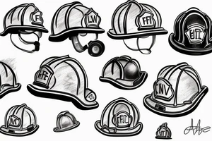 Firefighters helmet over a flaming football tattoo idea