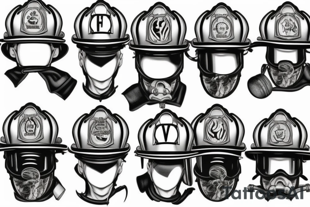 Firefighters helmet over a flaming football tattoo idea