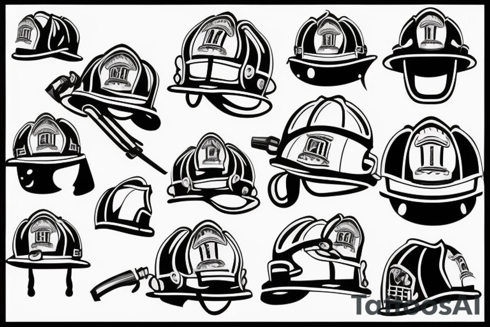 Firefighters helmet over a flaming football tattoo idea