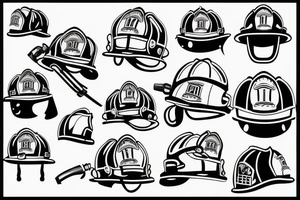 Firefighters helmet over a flaming football tattoo idea