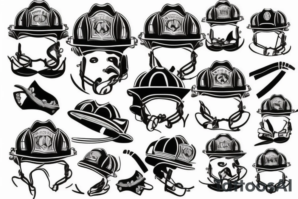 Firefighters helmet over a flaming football tattoo idea