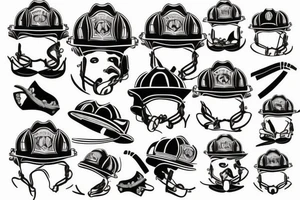 Firefighters helmet over a flaming football tattoo idea