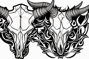 Bull skull with desert landscape tattoo idea