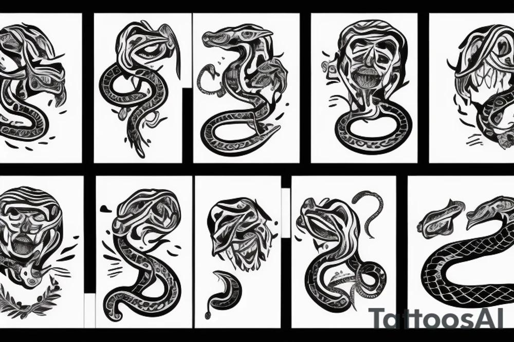 A man holding a snake above his head with both hands tattoo idea