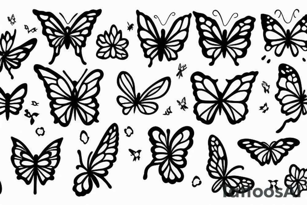 Butterfly, flower, fire, minimalism tattoo idea