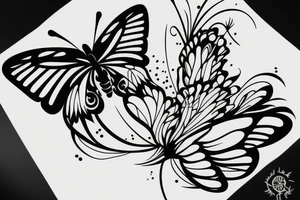 Butterfly, flower, fire, minimalism tattoo idea
